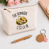 Coffret Cadeau Être fromagère c'est la vie – Trousse, stylo bambou et porte-clés