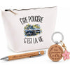 Coffret Cadeau Être policière c'est la vie – Trousse, stylo bambou et porte-clés