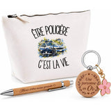 Coffret Cadeau Être policière c'est la vie – Trousse, stylo bambou et porte-clés