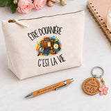 Coffret Cadeau Être douanière c'est la vie – Trousse, stylo bambou et porte-clés