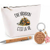 Coffret Cadeau Être bûcheron c'est la vie – Trousse, stylo bambou et porte-clés