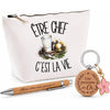 Coffret Cadeau Être chef c'est la vie – Trousse, stylo bambou et porte-clés