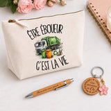 Coffret Cadeau Être éboueur c'est la vie – Trousse, stylo bambou et porte-clés