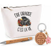 Coffret Cadeau Être garagiste c'est la vie – Trousse, stylo bambou et porte-clés