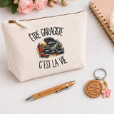 Coffret Cadeau Être garagiste c'est la vie – Trousse, stylo bambou et porte-clés