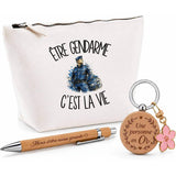 Coffret Cadeau Être gendarme c'est la vie – Trousse, stylo bambou et porte-clés