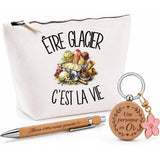 Coffret Cadeau Être glacier c'est la vie – Trousse, stylo bambou et porte-clés