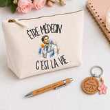 Coffret Cadeau Être médecin c'est la vie – Trousse, stylo bambou et porte-clés