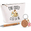 Coffret Cadeau Être ostéo c'est la vie – Trousse, stylo bambou et porte-clés