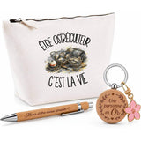 Coffret Cadeau Être ostréiculteur c'est la vie – Trousse, stylo bambou et porte-clés