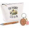 Coffret Cadeau Être plaquiste c'est la vie – Trousse, stylo bambou et porte-clés