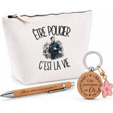 Coffret Cadeau Être policier c'est la vie – Trousse, stylo bambou et porte-clés