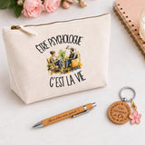 Coffret Cadeau Être psychologue c'est la vie – Trousse, stylo bambou et porte-clés