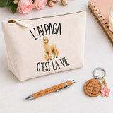 Coffret Cadeau L'alpaga c'est la vie – Trousse, stylo bambou et porte-clés