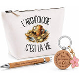 Coffret Cadeau L'archéologie c'est la vie – Trousse, stylo bambou et porte-clés