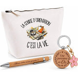 Coffret Cadeau La course d'orientation c'est la vie – Trousse, stylo bambou et porte-clés