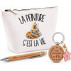 Coffret Cadeau La peinture c'est la vie – Trousse, stylo bambou et porte-clés