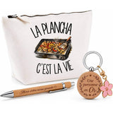 Coffret Cadeau La plancha c'est la vie – Trousse, stylo bambou et porte-clés