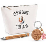 Coffret Cadeau La pole dance c'est la vie – Trousse, stylo bambou et porte-clés