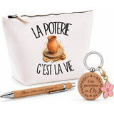 Coffret Cadeau La poterie c'est la vie – Trousse, stylo bambou et porte-clés