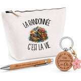 Coffret Cadeau La randonnée c'est la vie – Trousse, stylo bambou et porte-clés