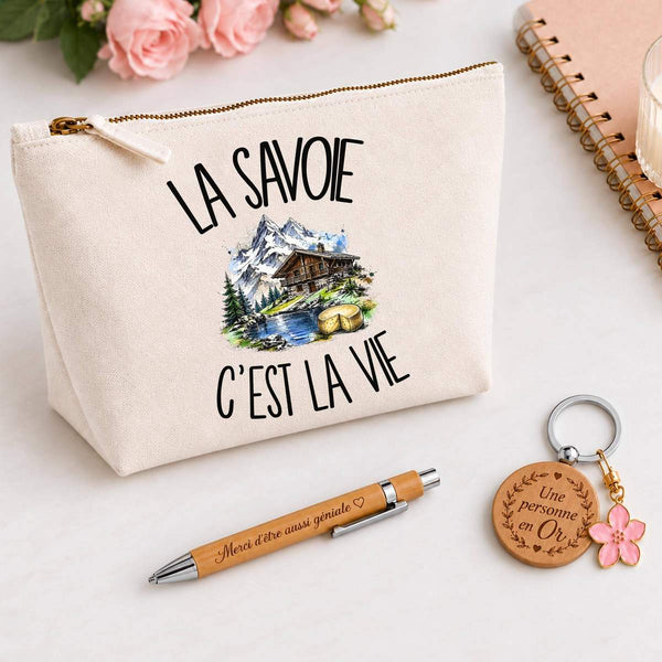 Coffret Cadeau La Savoie c'est la vie – Trousse, stylo bambou et porte-clés