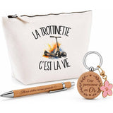 Coffret Cadeau La trottinette c'est la vie – Trousse, stylo bambou et porte-clés