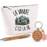 Coffret Cadeau La vanlife c'est la vie – Trousse, stylo bambou et porte-clés
