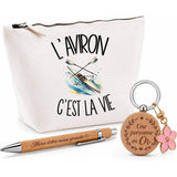 Coffret Cadeau L'aviron c'est la vie – Trousse, stylo bambou et porte-clés