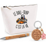 Coffret Cadeau Le ball-trap c'est la vie – Trousse, stylo bambou et porte-clés