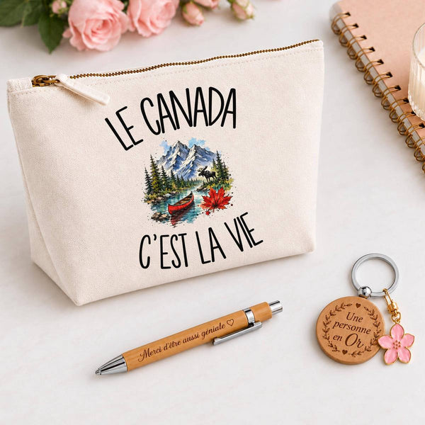 Coffret Cadeau Le Canada c'est la vie – Trousse, stylo bambou et porte-clés