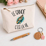 Coffret Cadeau Le canoë c'est la vie – Trousse, stylo bambou et porte-clés