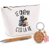Coffret Cadeau Le cinéma c'est la vie – Trousse, stylo bambou et porte-clés