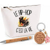 Coffret Cadeau Le hip-hop c'est la vie – Trousse, stylo bambou et porte-clés