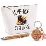 Coffret Cadeau Le hip-hop c'est la vie – Trousse, stylo bambou et porte-clés