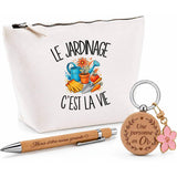 Coffret Cadeau Le jardinage c'est la vie – Trousse, stylo bambou et porte-clés