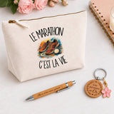 Coffret Cadeau Le marathon c'est la vie – Trousse, stylo bambou et porte-clés