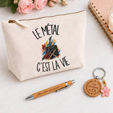 Coffret Cadeau Le métal c'est la vie – Trousse, stylo bambou et porte-clés