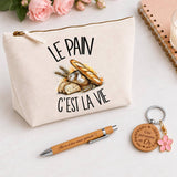 Coffret Cadeau Le pain c'est la vie – Trousse, stylo bambou et porte-clés