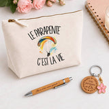 Coffret Cadeau Le parapente c'est la vie – Trousse, stylo bambou et porte-clés