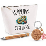 Coffret Cadeau Le rafting c'est la vie – Trousse, stylo bambou et porte-clés