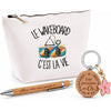 Coffret Cadeau Le wakeboard c'est la vie – Trousse, stylo bambou et porte-clés