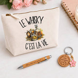 Coffret Cadeau Le whisky c'est la vie – Trousse, stylo bambou et porte-clés