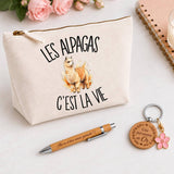Coffret Cadeau Les alpagas c'est la vie – Trousse, stylo bambou et porte-clés