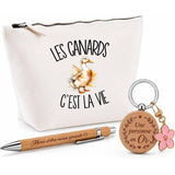 Coffret Cadeau Les canards c'est la vie – Trousse, stylo bambou et porte-clés