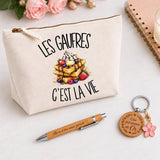 Coffret Cadeau Les gaufres c'est la vie – Trousse, stylo bambou et porte-clés