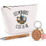 Coffret Cadeau Les montres c'est la vie – Trousse, stylo bambou et porte-clés
