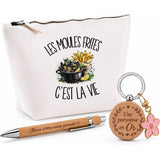 Coffret Cadeau Les moules frites c'est la vie – Trousse, stylo bambou et porte-clés