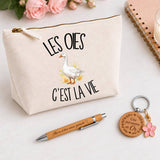 Coffret Cadeau Les oies c'est la vie – Trousse, stylo bambou et porte-clés