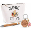 Coffret Cadeau Les ongles c'est la vie – Trousse, stylo bambou et porte-clés